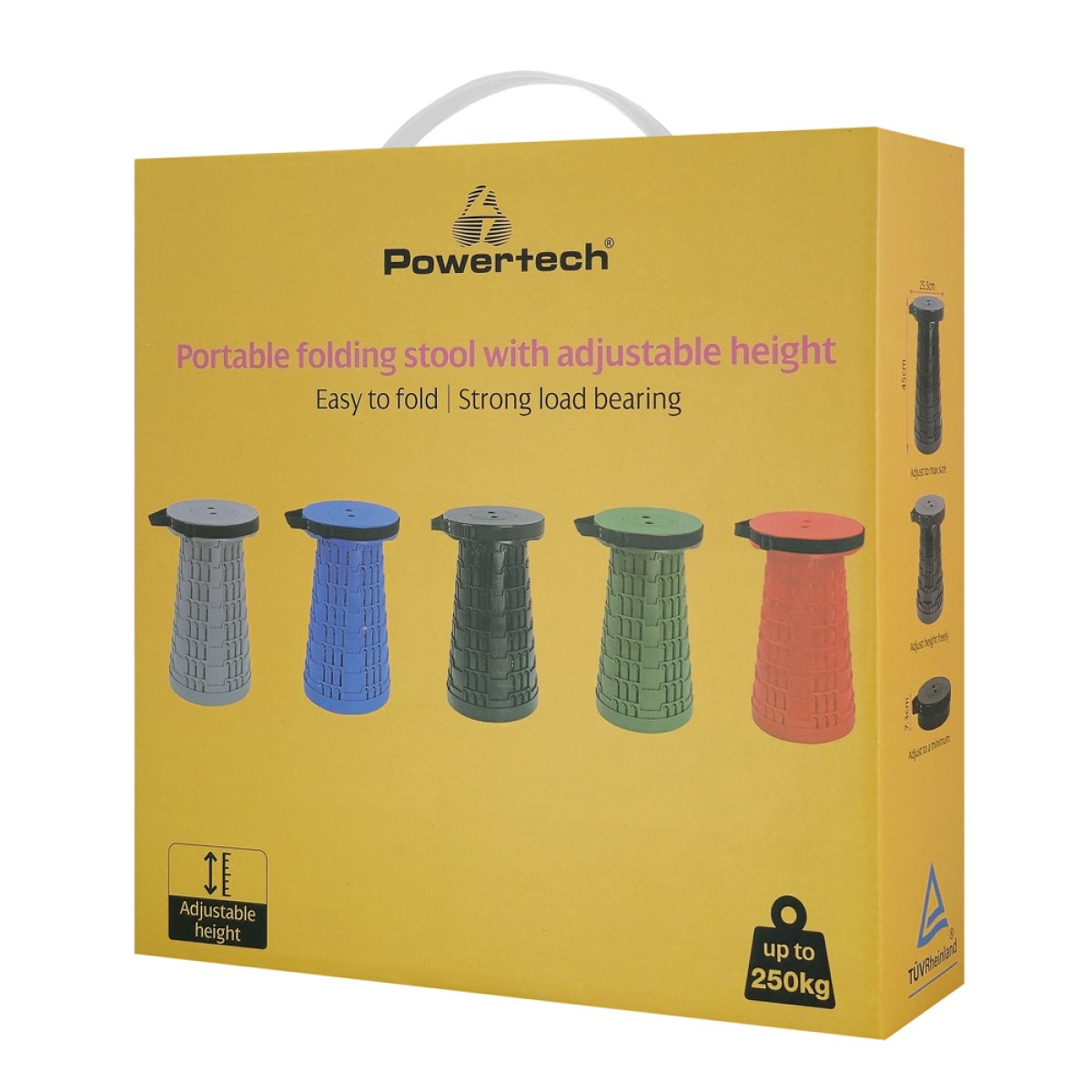 POWERTECH πτυσσόμενο καρεκλάκι HUH-0234, αντοχή έως 250kg, 25.5x45cm, μπλε - Image 8