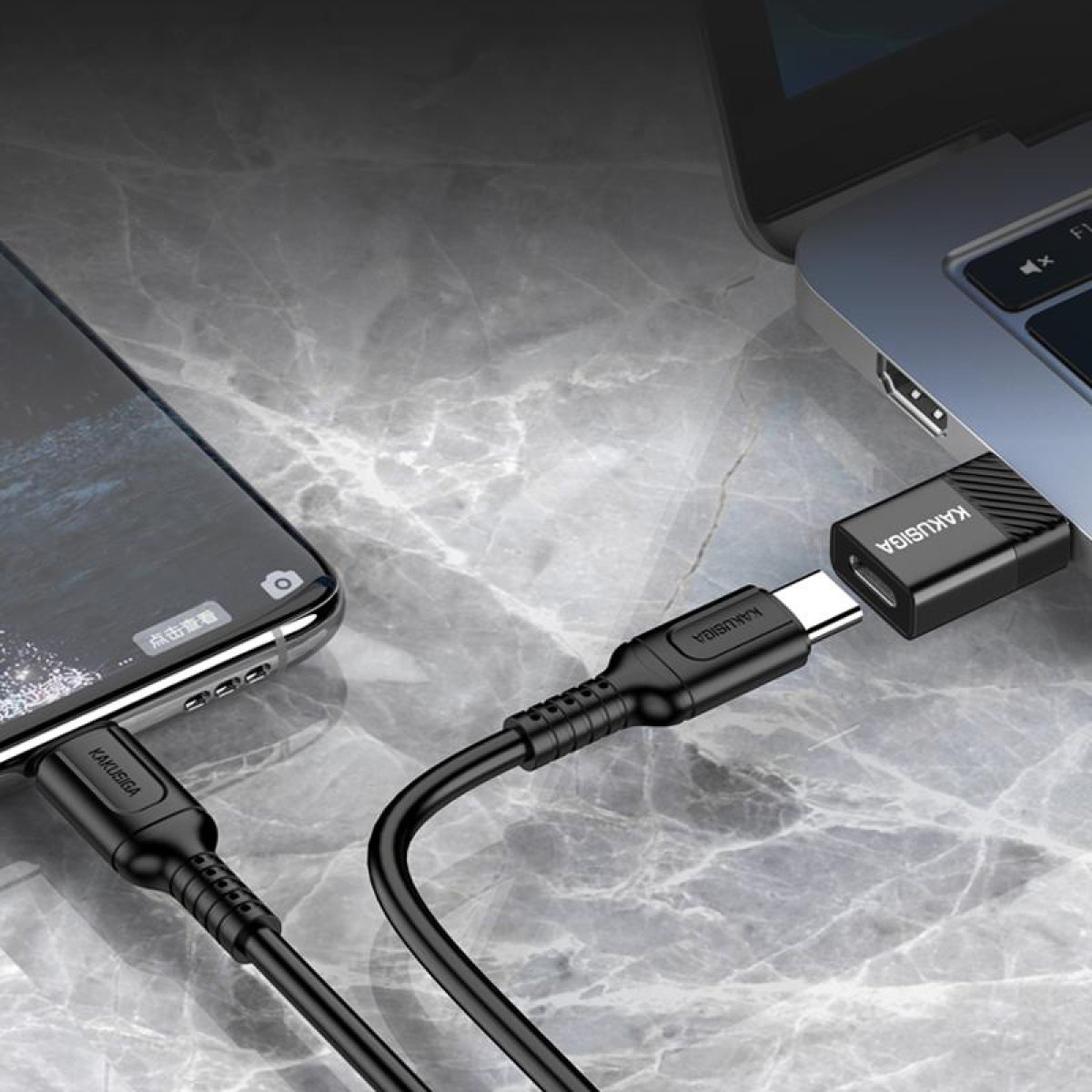 KAKUSIGA αντάπτορας USB-C σε USB KSC-1407, 480Mbps, 60W, μαύρος - Image 2