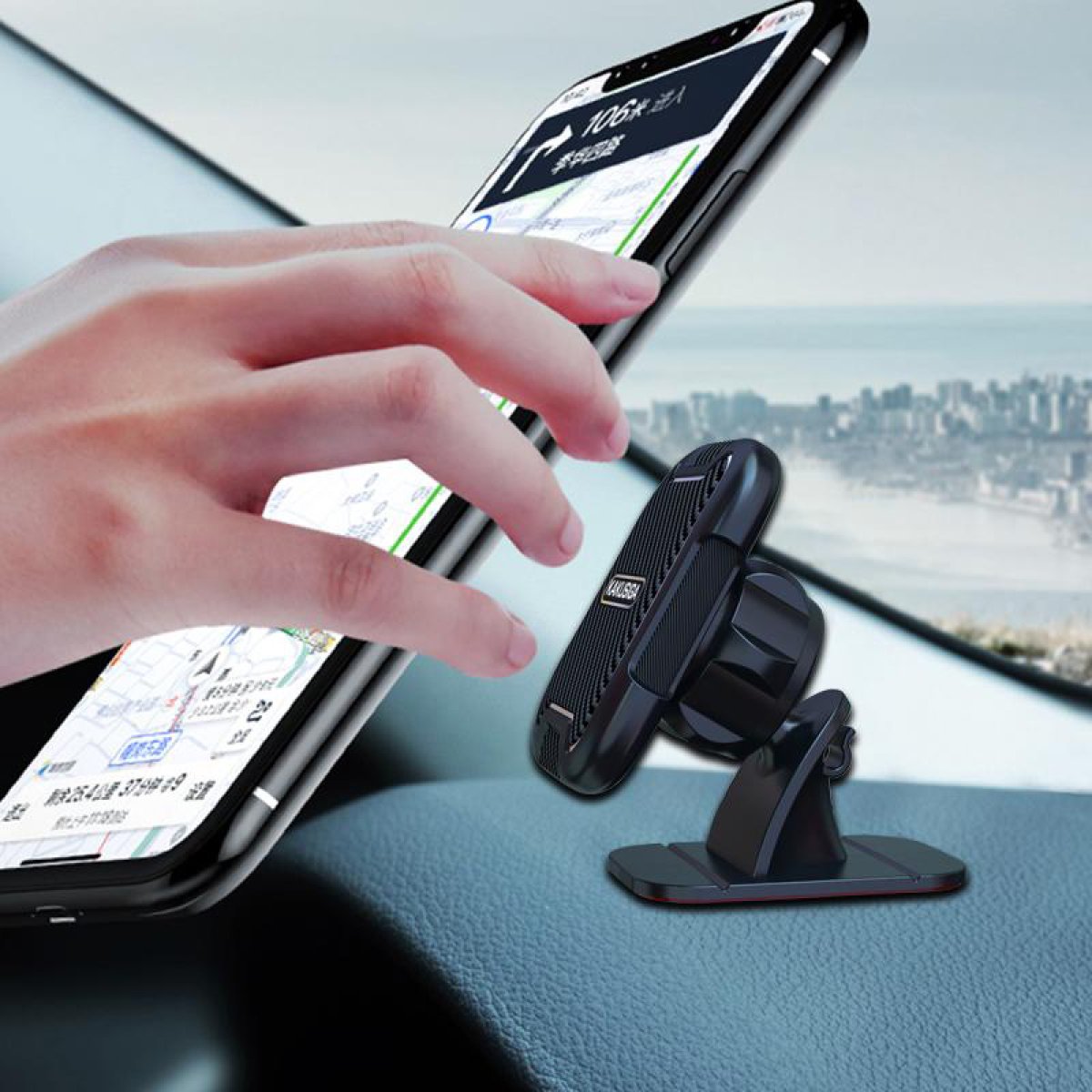 KAKUSIGA βάση smartphone αυτοκινήτου KSC-426B για ταμπλό, μαγνητική, μαύρη - Image 2