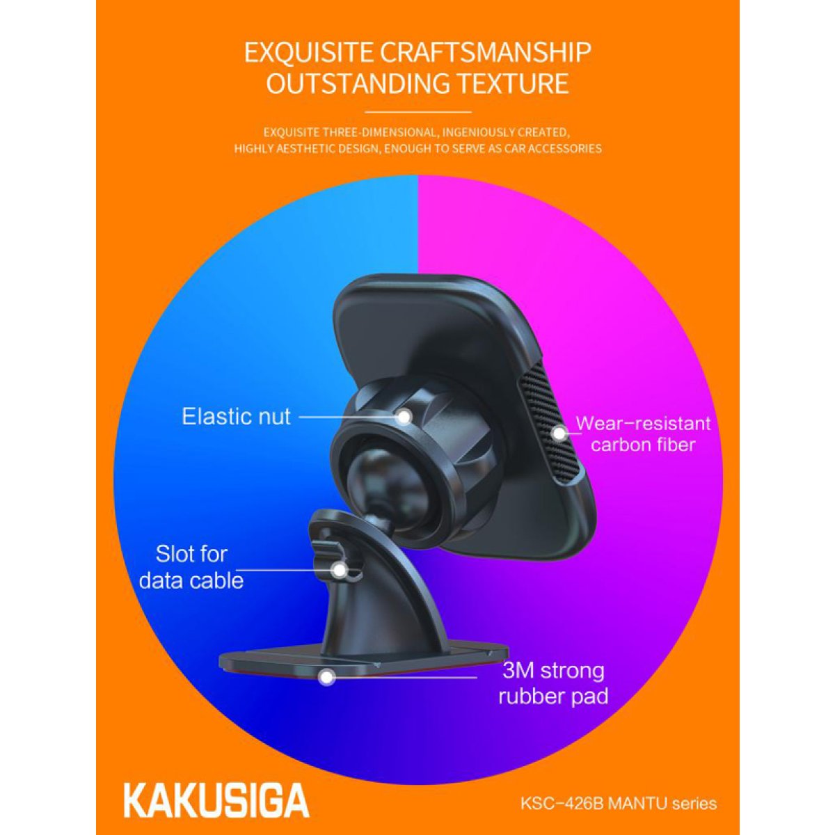 KAKUSIGA βάση smartphone αυτοκινήτου KSC-426B για ταμπλό, μαγνητική, μαύρη - Image 3