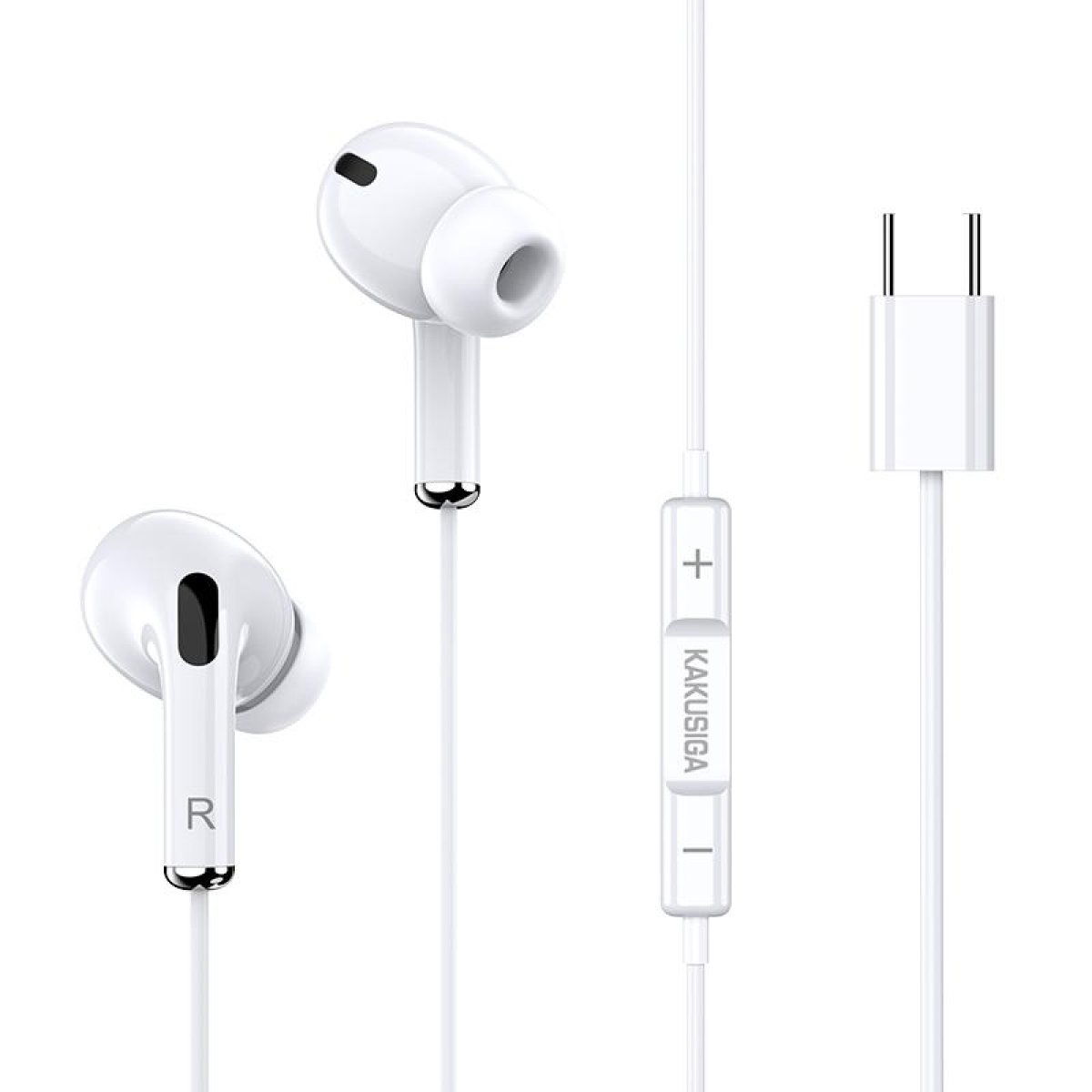 KSC-727 KAKUSIGA earphones με μικρόφωνο KSC-727, USB-C σύνδεση, 14.2mm, 1.2m, λευκά - Image 1