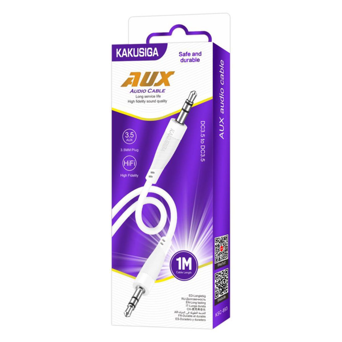 KAKUSIGA καλώδιο ήχου 3.5mm KSC-893, AUX, 1m, λευκό - Image 3