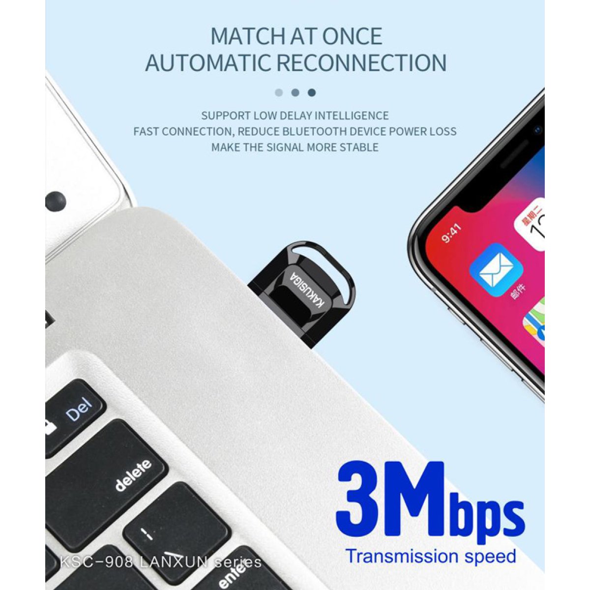 KAKUSIGA USB αντάπτορας Bluetooth 5.0 KSC-908, μαύρος - Image 2