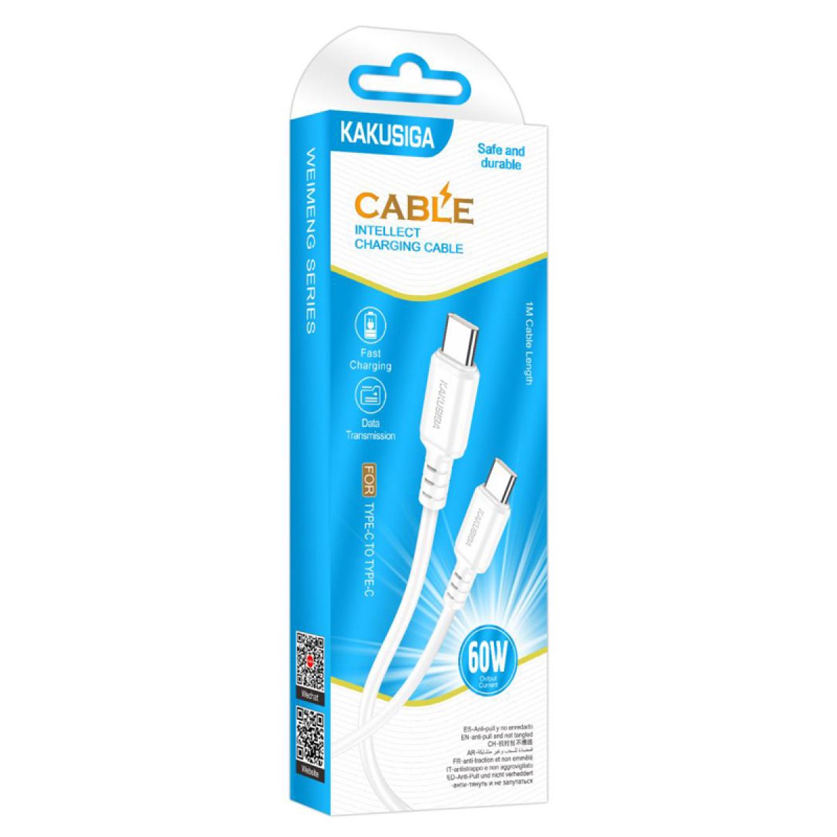 KAKUSIGA καλώδιο USB-C σε USB-C KSC-982, 60W, 480Mbps, 1m, λευκό - Image 3