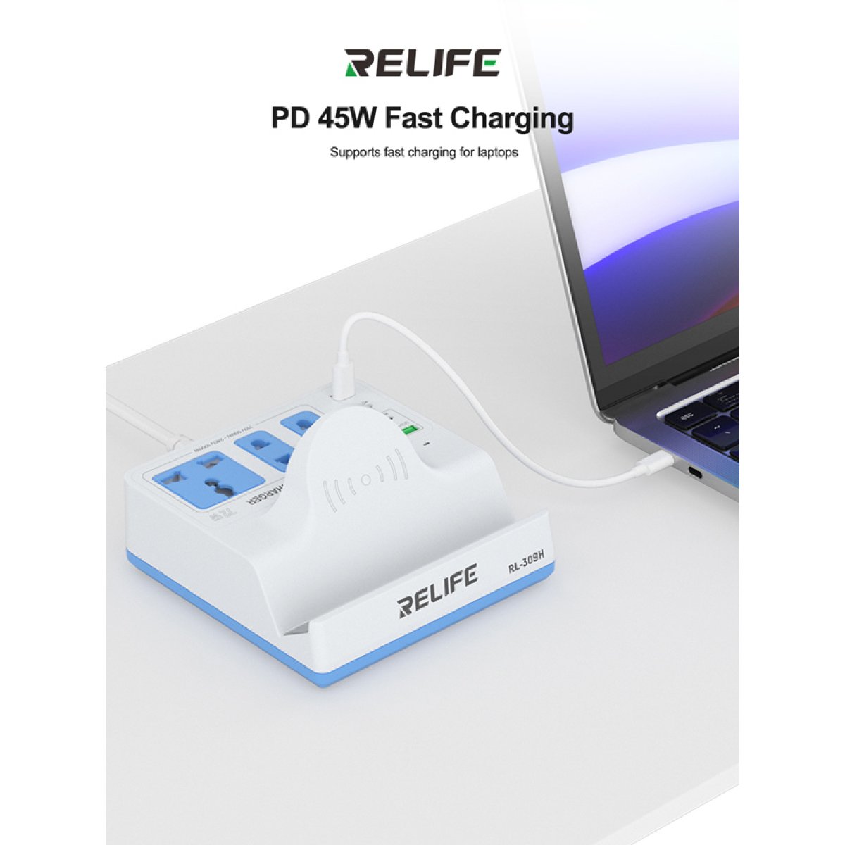 RELIFE σταθμός φόρτισης RL-309H, USB/3x USB-C/3x DC/wireless, 72W, λευκός - Image 4