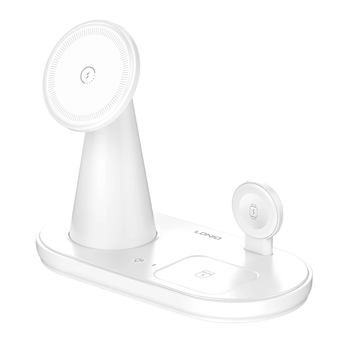LDNIO ασύρματος φορτιστής WL01 με LED φωτισμό, 3 σε 1, 15W, λευκός - Image 1