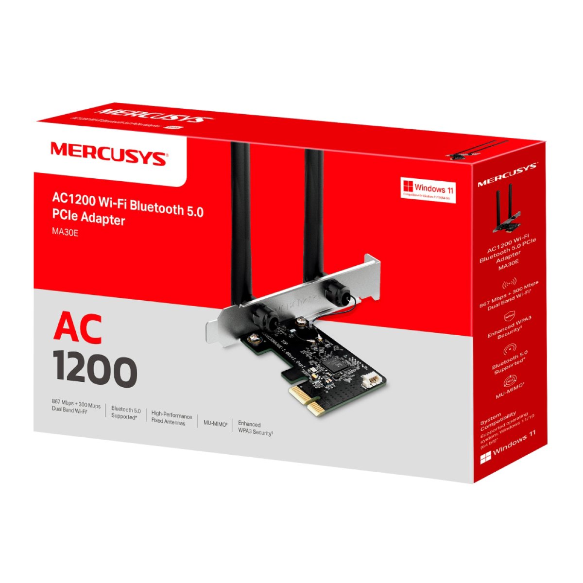 MERCUSYS κάρτα δικτύου WiFi & Bluetooth MA30E, AC1200, PCIe, Ver 1.0 - Image 8