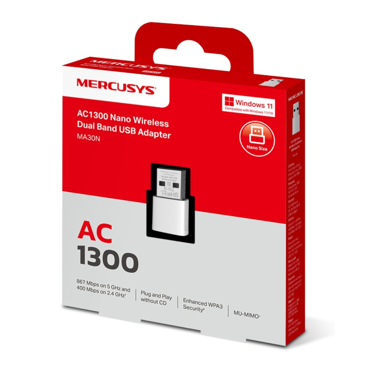 MERCUSYS ασύρματος USB αντάπτορας δικτύου MA30N, AC1300, Ver 1.0 - Image 8