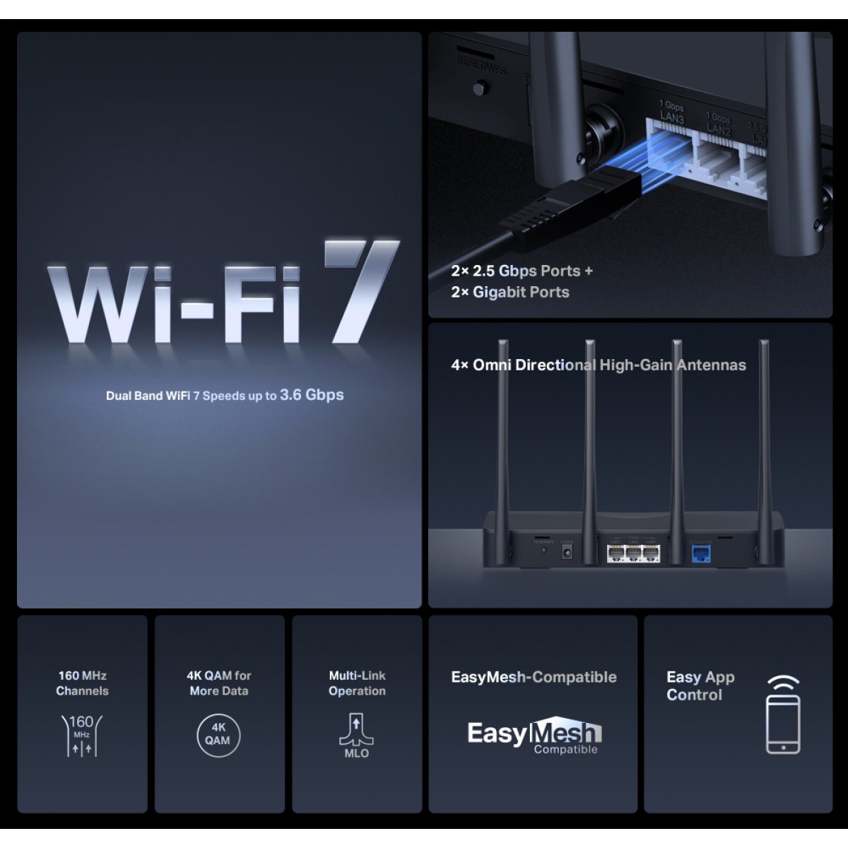 MERCUSYS router MR27BE, WiFi 7, 3.6Gbps BE3600, EasyMesh, Ver 1.20 - Image 4