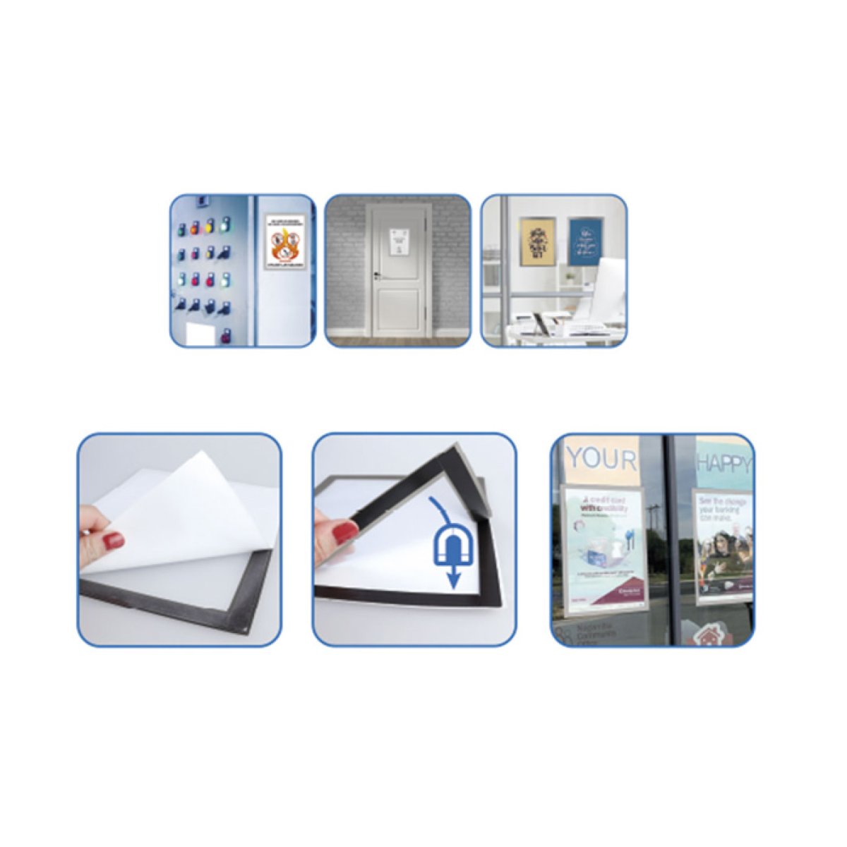 PA148-A4P-1 MP αυτοκόλλητη θήκη ανακοινώσεων A4 PA148 με μαγνητικό πλαίσιο, ασημί - Image 2