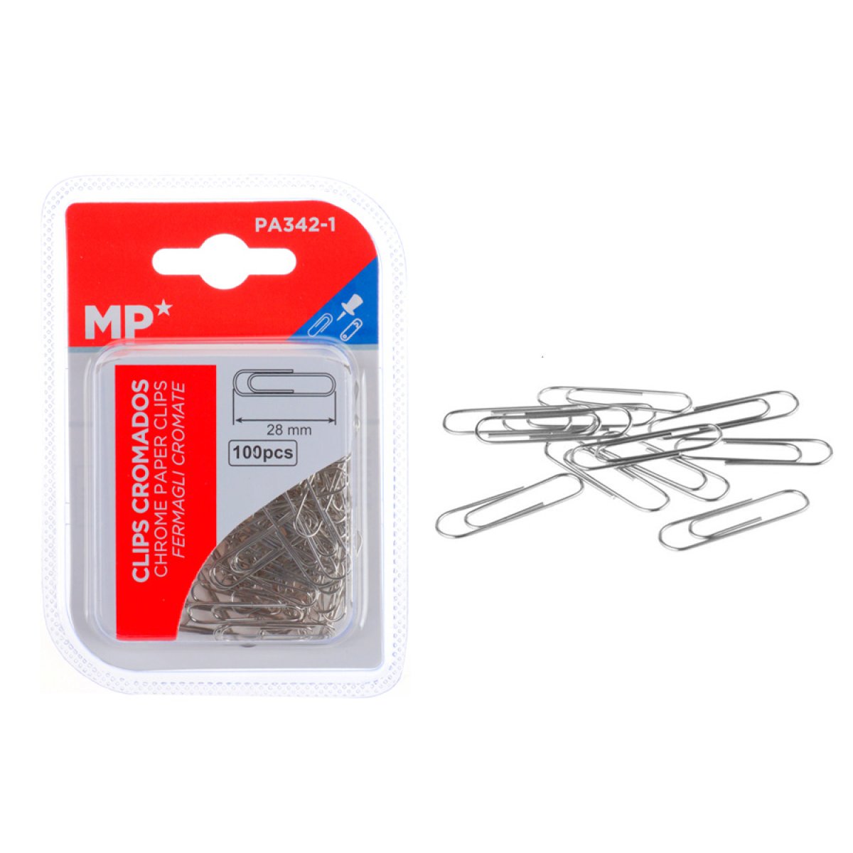 PA342-1 MP μεταλλικοί συνδετήρες PA342-1, 28mm, 100τμχ, ασημί - Image 1