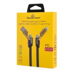 POWERTECH καλώδιο USB-C/USB σε USB-C/Lightning PTR-0164, 65W, 480Mbps, 1m, μαύρο - Image 5
