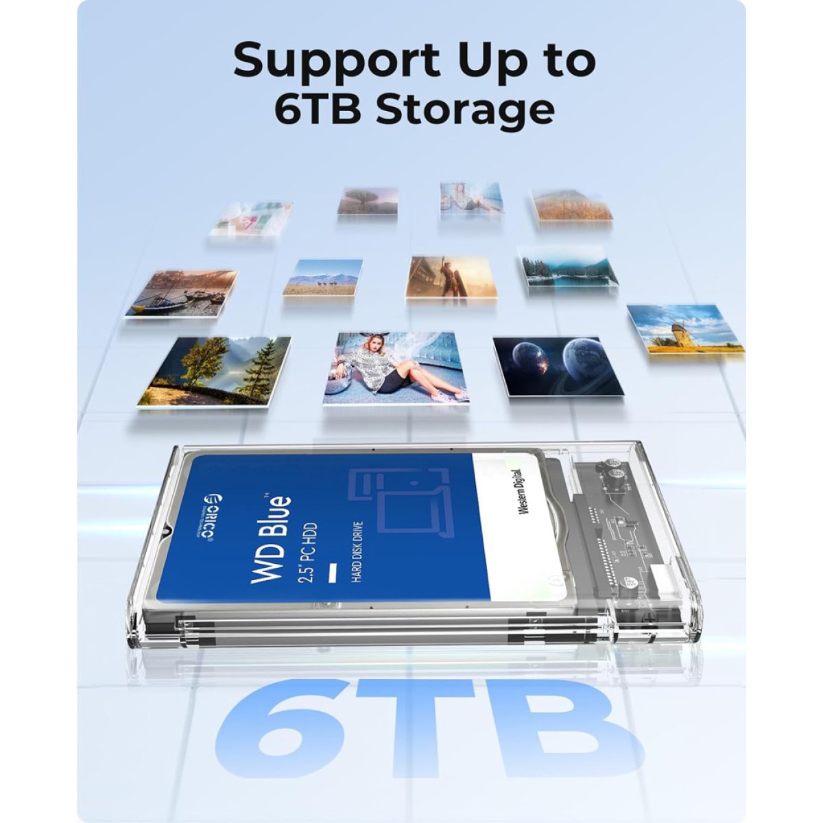 ORICO θήκη για 2.5" SATA HDD/SSD 2139U3, 5Gbps, διάφανη - Image 3