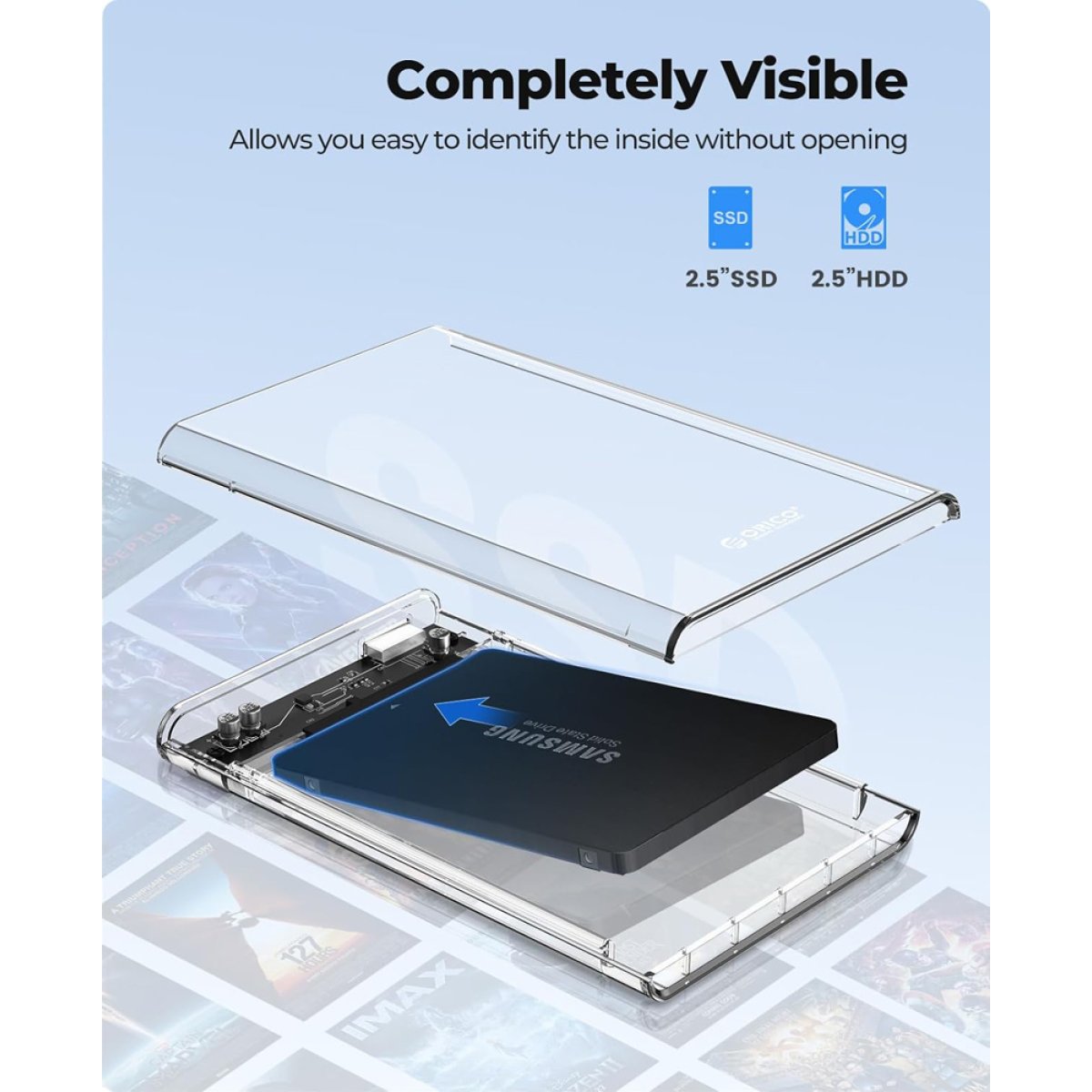 ORICO θήκη για 2.5" SATA HDD/SSD 2139U3, 5Gbps, διάφανη - Image 4