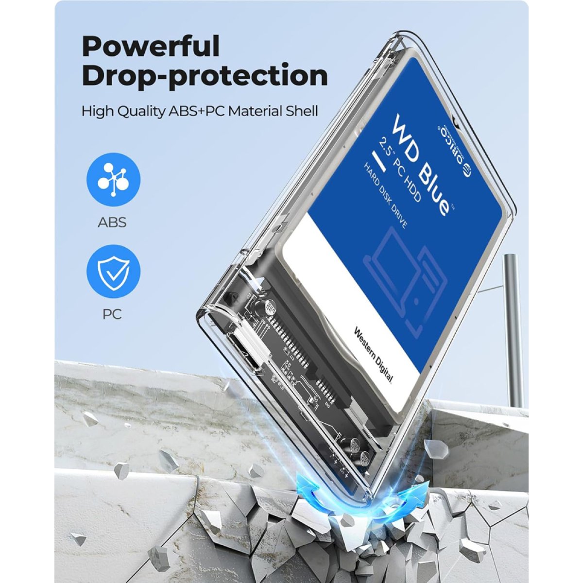 ORICO θήκη για 2.5" SATA HDD/SSD 2139U3, 5Gbps, διάφανη - Image 5