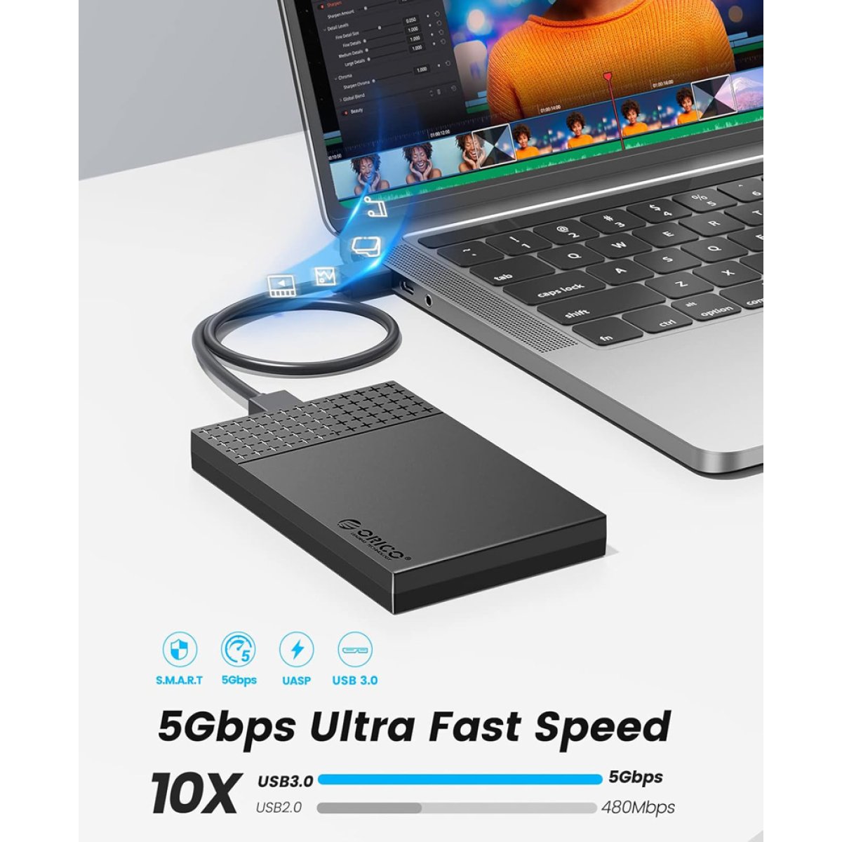 ORICO θήκη για 2.5" SATA HDD/SSD 2526U3-V1, 5Gbps, μαύρη - Image 2