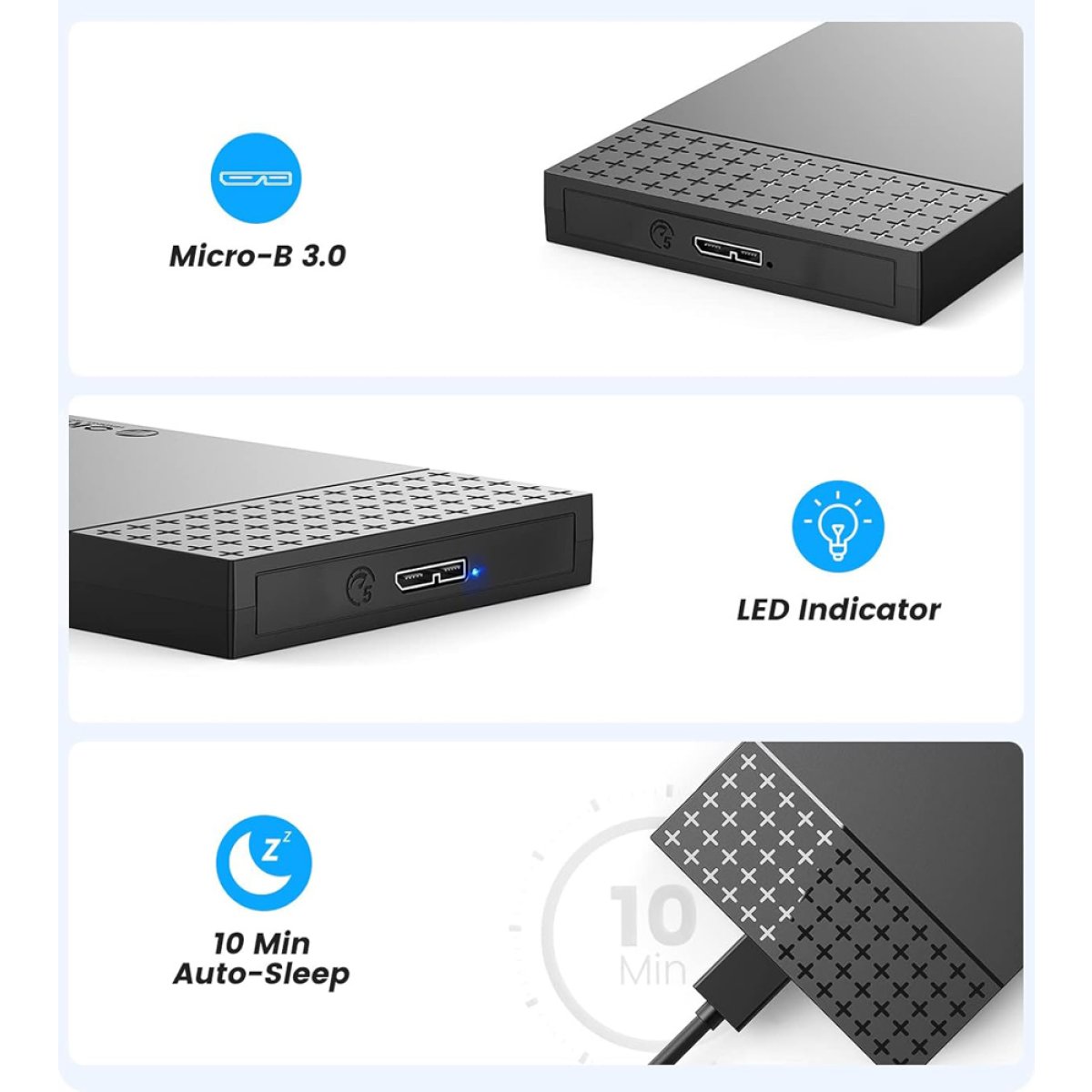 ORICO θήκη για 2.5" SATA HDD/SSD 2526U3-V1, 5Gbps, μαύρη - Image 6
