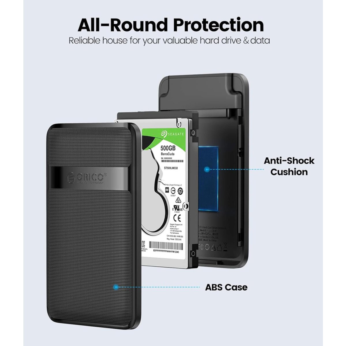 ORICO θήκη για 2.5" SATA HDD/SSD 2577C3-V1, 6Gbps, μαύρη - Image 3