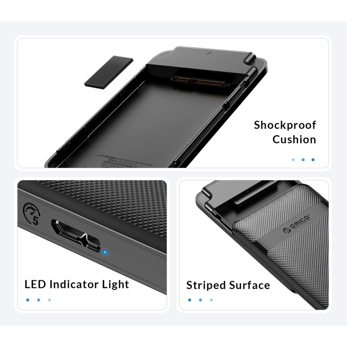 ORICO θήκη για 2.5" SATA HDD/SSD 2577C3-V1, 6Gbps, μαύρη - Image 5