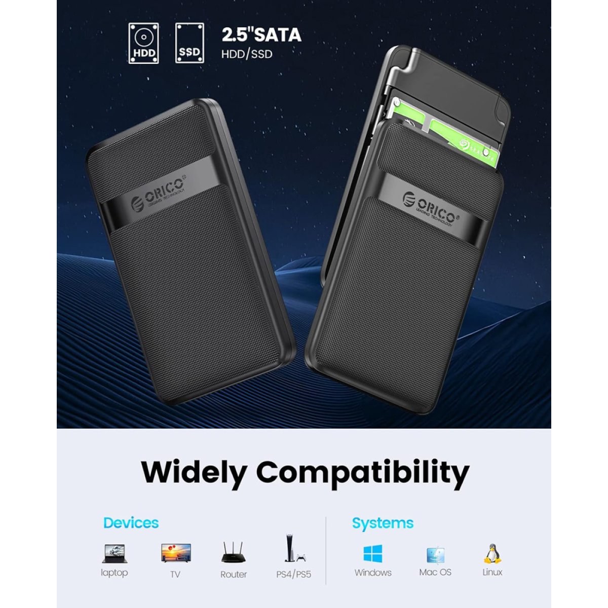 ORICO θήκη για 2.5" SATA HDD/SSD 2577C3-V1, 6Gbps, μαύρη - Image 6