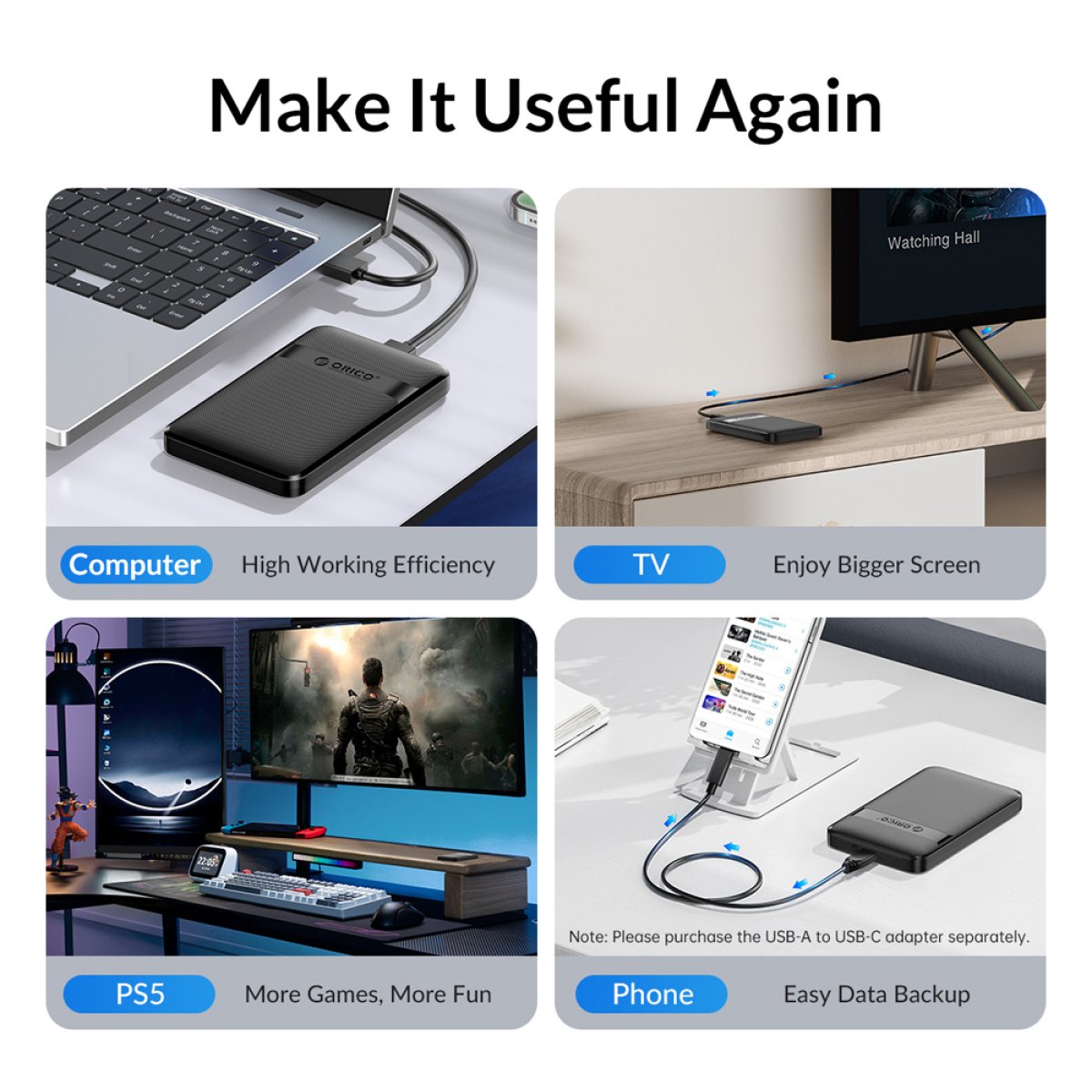 ORICO θήκη για 2.5" SATA HDD/SSD 2577C3-V1, 6Gbps, μαύρη - Image 8