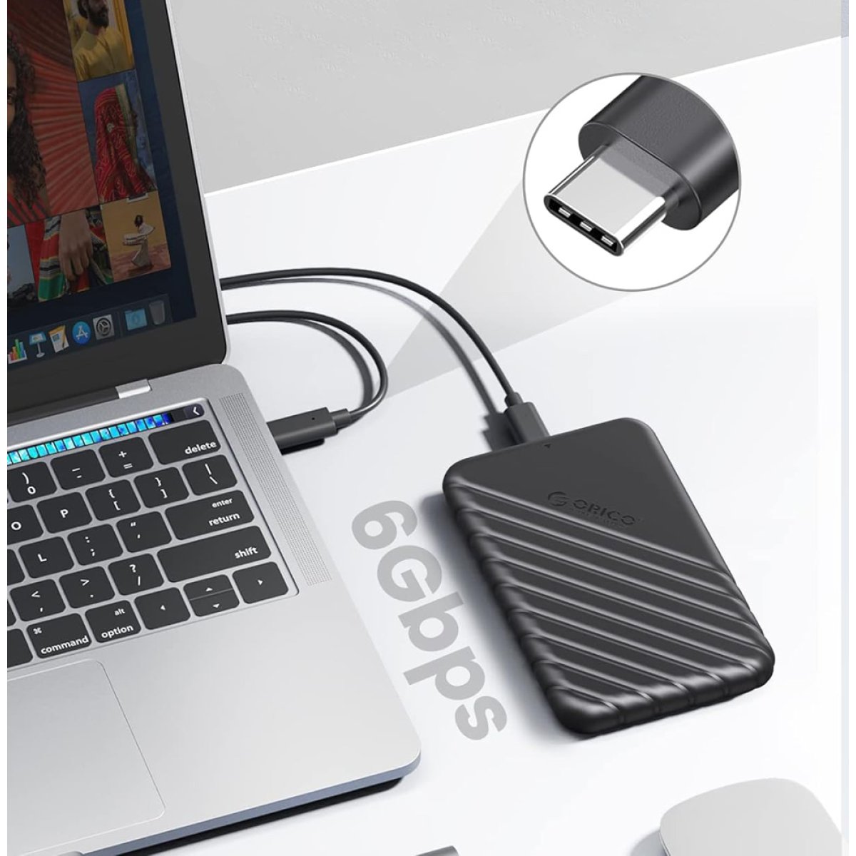 ORICO θήκη για 2.5" SATA HDD/SSD 25PW1C-C3, 5Gbps, μαύρη - Image 2