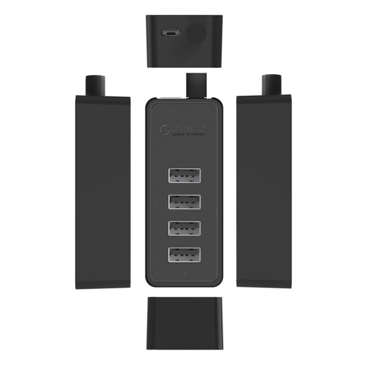 ORICO USB hub W5P-U2, 4x θυρών, USB 2.0, 480Mbps, USB σύνδεση, 1m καλώδιο, μαύρο - Image 4