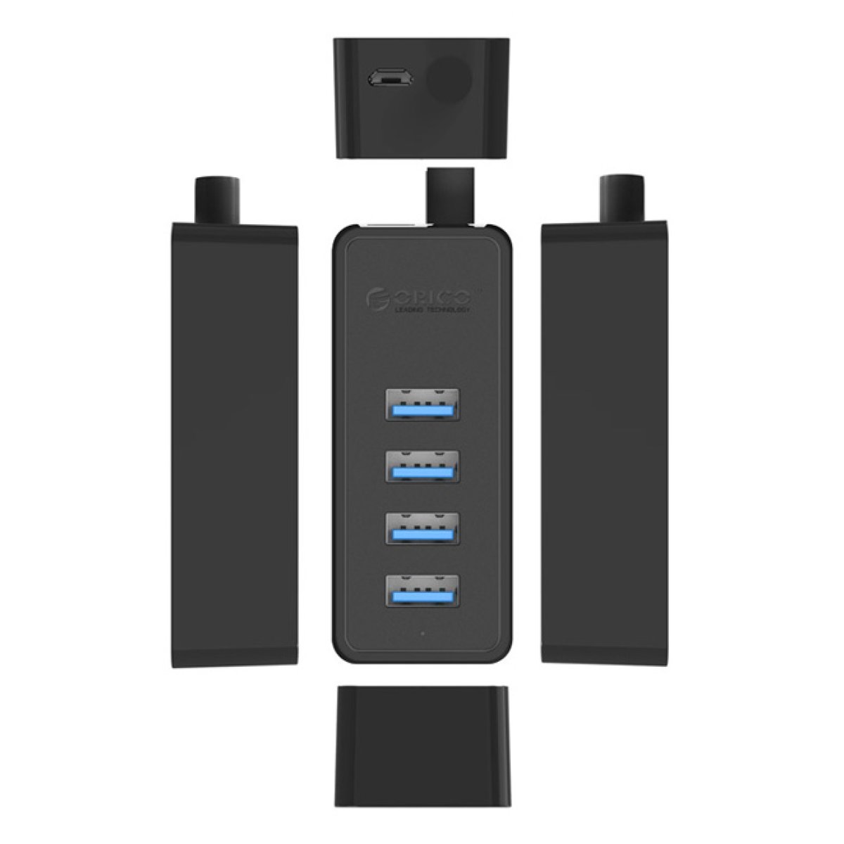 ORICO USB hub W5P-U3, 4x θυρών, USB 3.0, 5Gbps, USB σύνδεση, 1m καλώδιο, μαύρο - Image 4