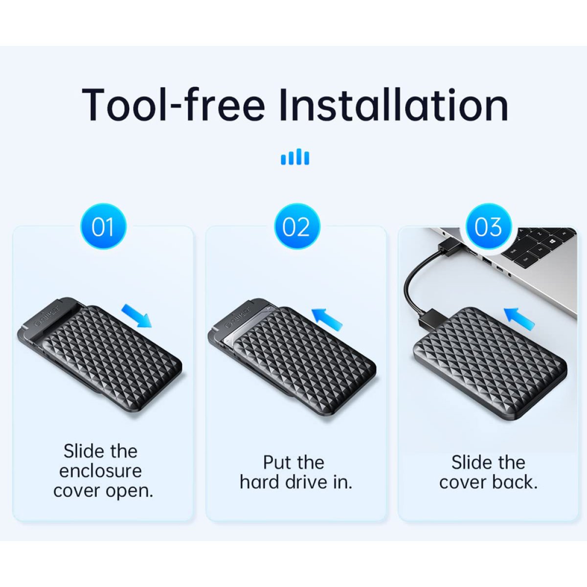 ORICO θήκη για 2.5" SATA HDD/SSD 2520U3-V1, 5Gbps, μαύρη - Image 6