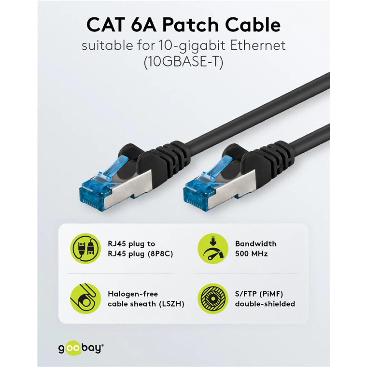 GOOBAY καλώδιο δικτύου 93820, CAT 6A S/FTP, 500MHz, Copper, 5m, μαύρο - Image 2
