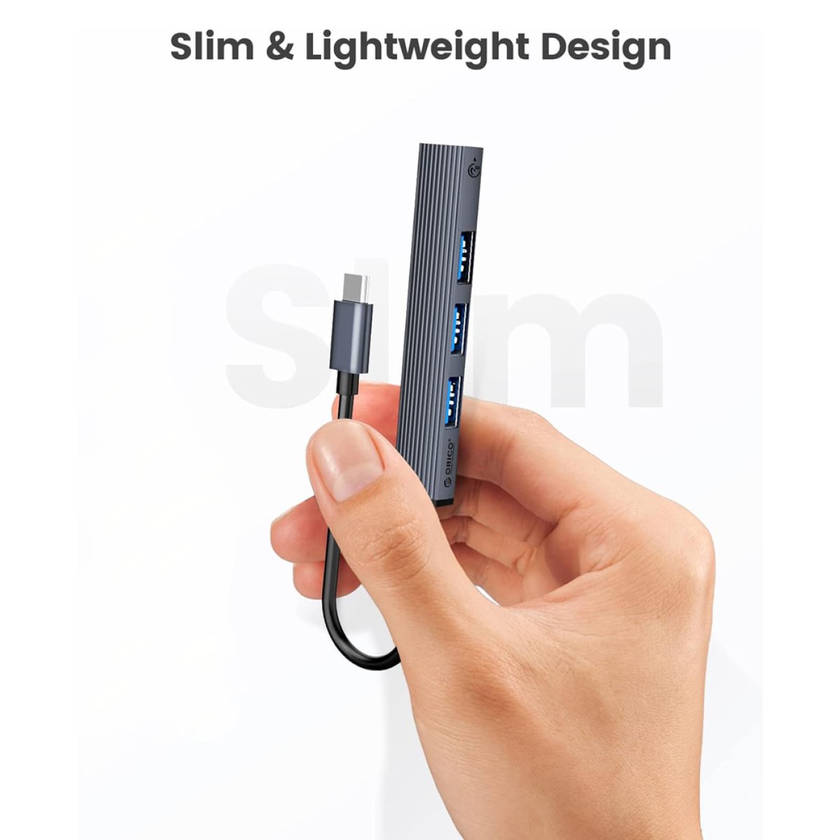 ORICO USB hub AHC2-4A, 4x θυρών, USB 3.0, 5Gbps, USB-C σύνδεση, γκρι - Image 4