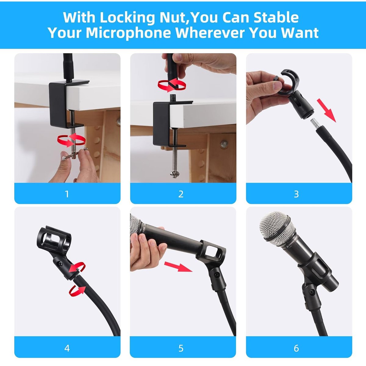 PRIZMORA βάση γραφείου για μικρόφωνο/smartphone AS11 με εύκαμπτο βραχίονα, μαύρη - Image 4