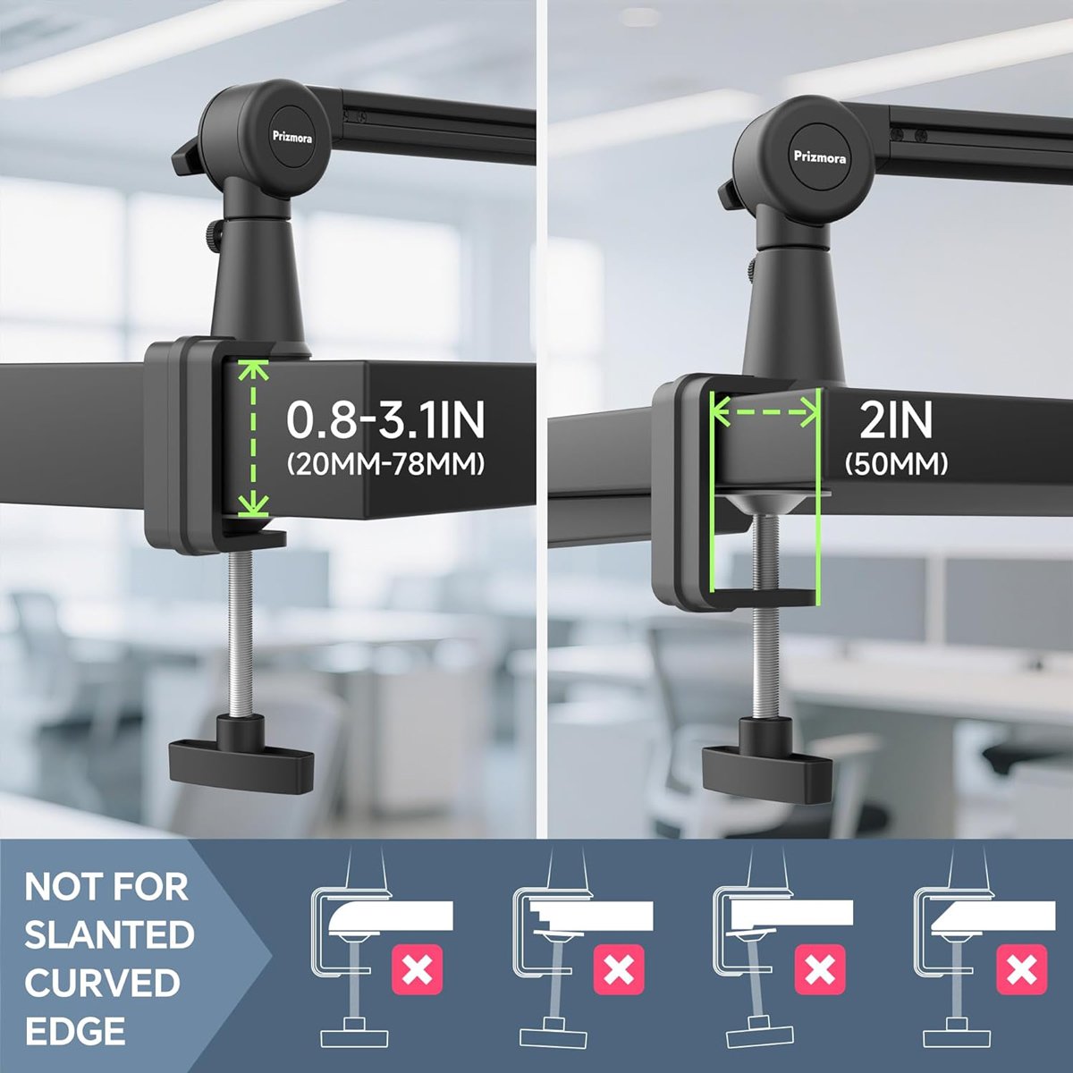 PRIZMORA βάση γραφείου για μικρόφωνο/smartphone AS26 με βραχίονα 2 σημείων, μαύρη - Image 4