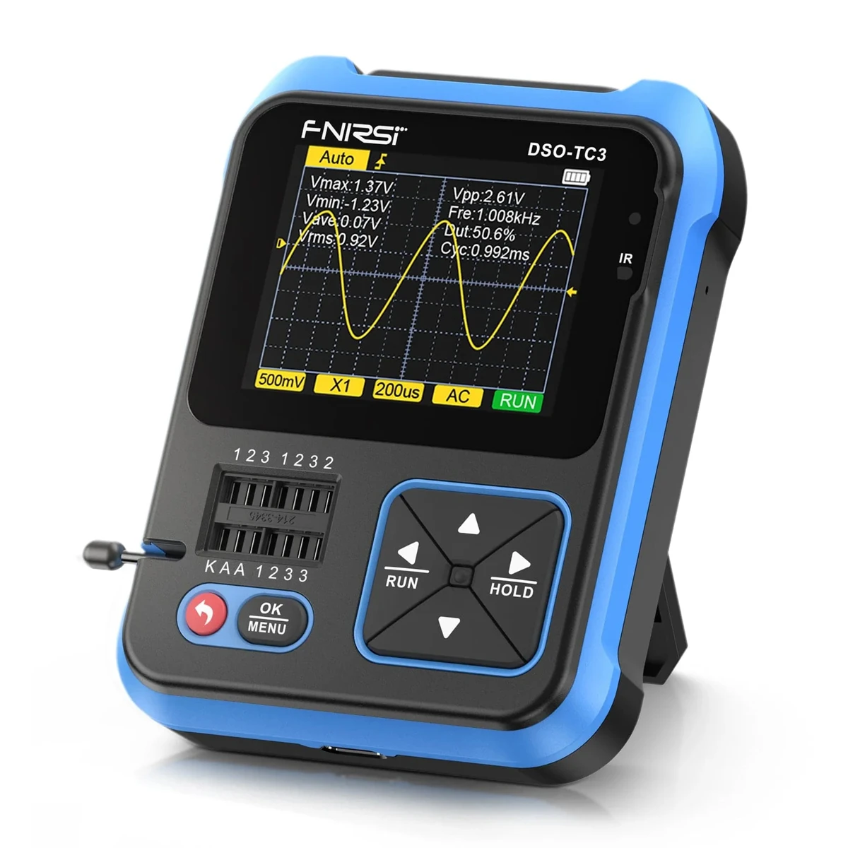 FNIRSI 3 σε 1 παλμογράφος/signal generator/transistor tester χειρός DSO-TC3, επαναφορτιζόμενο - Image 1