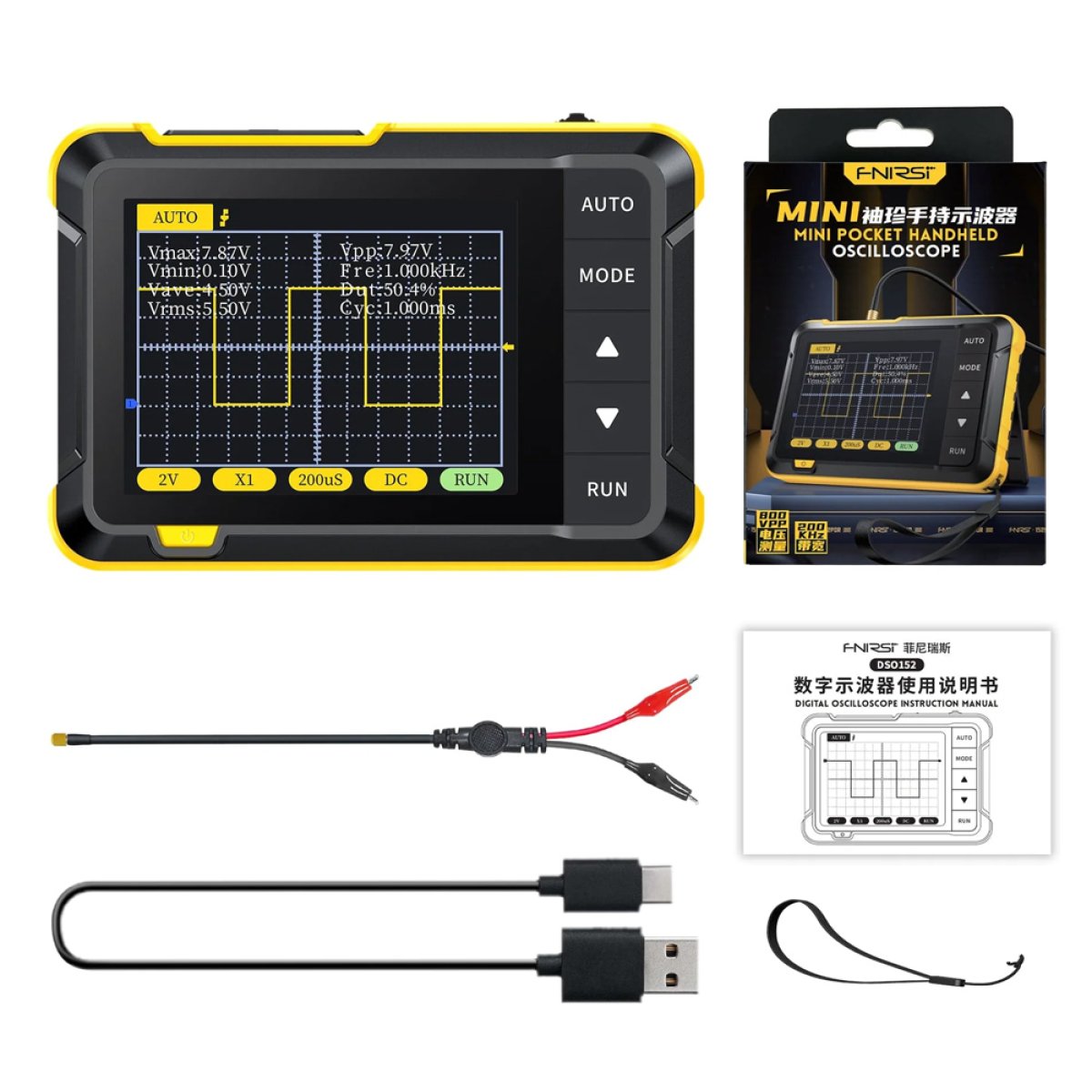 NIRSI παλμογράφος χειρός DSO152, 1 κανάλι, 200KHz, επαναφορτιζόμενος - Image 9
