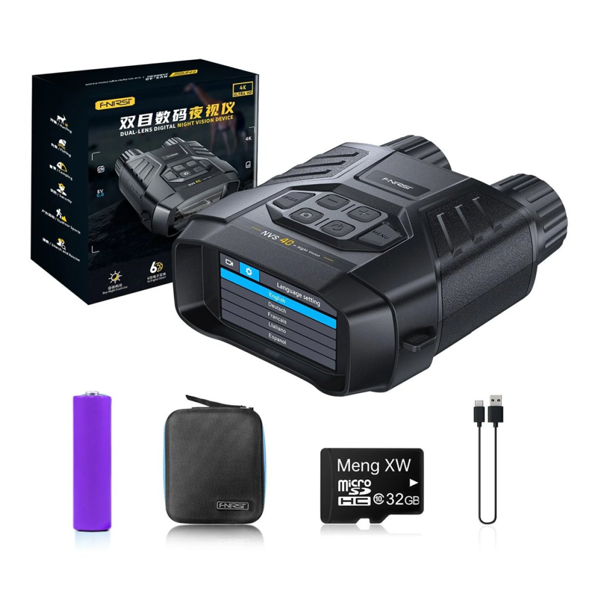 FNIRSI ψηφιακά κιάλια NVS-40 με νυχτερινή όραση, 6x zoom, 4K/36MP, μαύρα - Image 9
