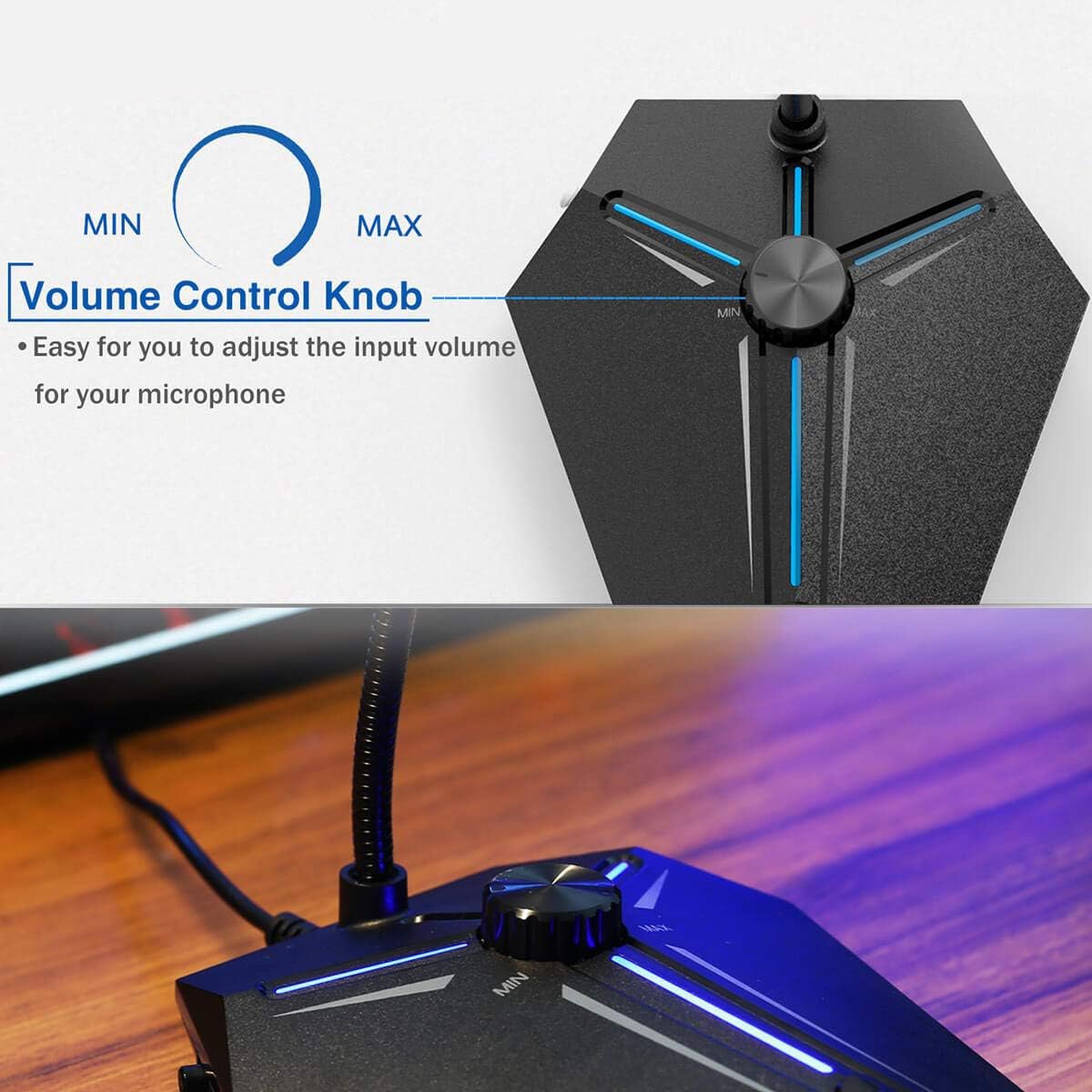 G006PLUS-2 CMTECK επιτραπέζιο μικρόφωνο G006Plus με εύκαμπτο βραχίονα, omnidirectional, USB, μαύρο - Image 3