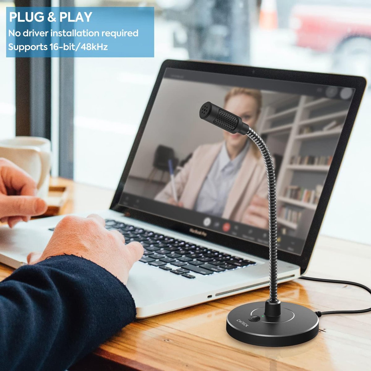 G009-1 CMTECK επιτραπέζιο μικρόφωνο G009 με εύκαμπτο βραχίονα, omnidirectional, USB, μαύρο - Image 2
