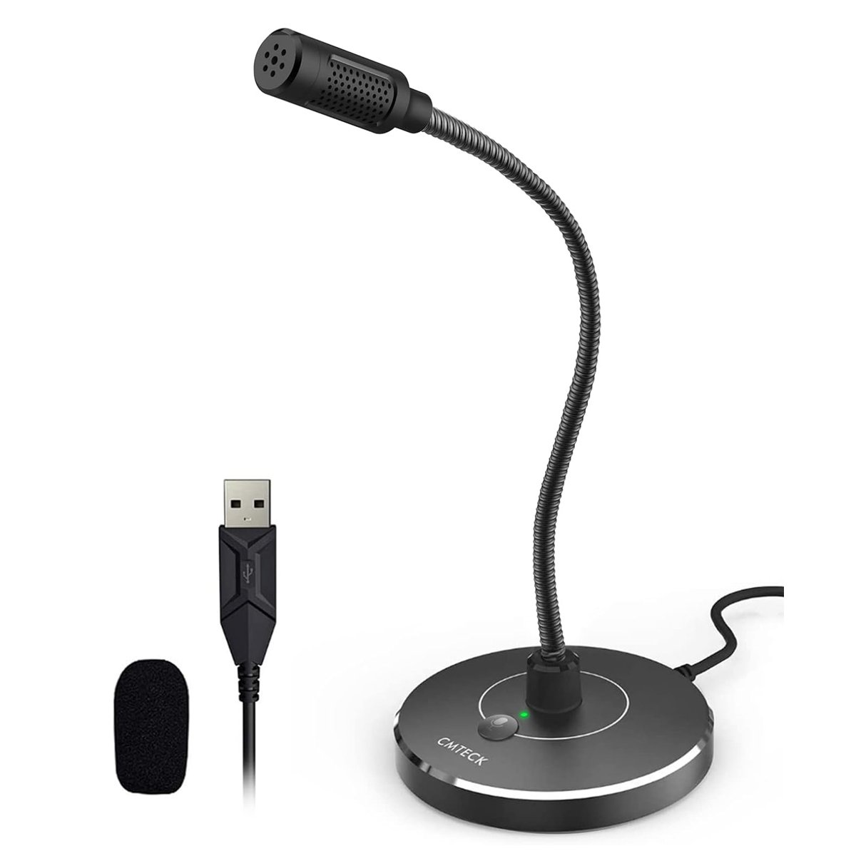 G009 CMTECK επιτραπέζιο μικρόφωνο G009 με εύκαμπτο βραχίονα, omnidirectional, USB, μαύρο - Image 1