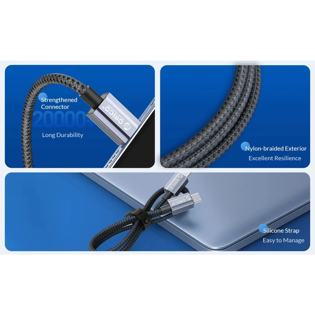 GQA60-10-BK-BP-2 ORICO καλώδιο USB-C GQA60, 60W, 480Mbps, 1m, μαύρο - Image 3