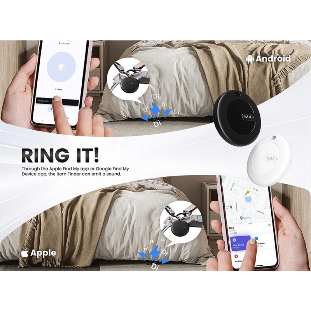HD-P16-2 MILI smart tag MiTag Duo για iOS & Android συσκευές, Bluetooth tracker, λευκό - Image 3