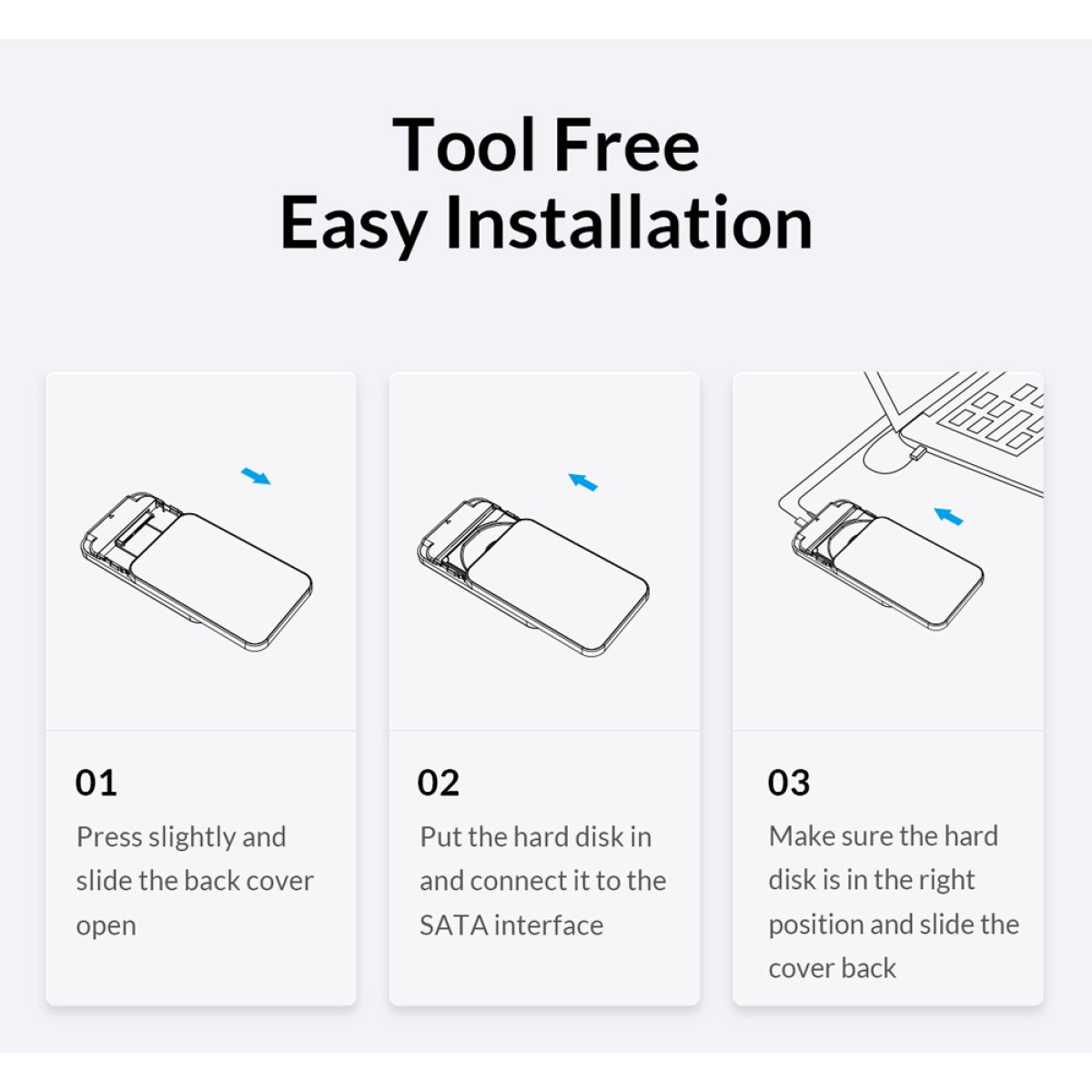 ORICO θήκη για 2.5" SATA HDD/SSD HM25U3, 5Gbps, μαύρη - Image 5