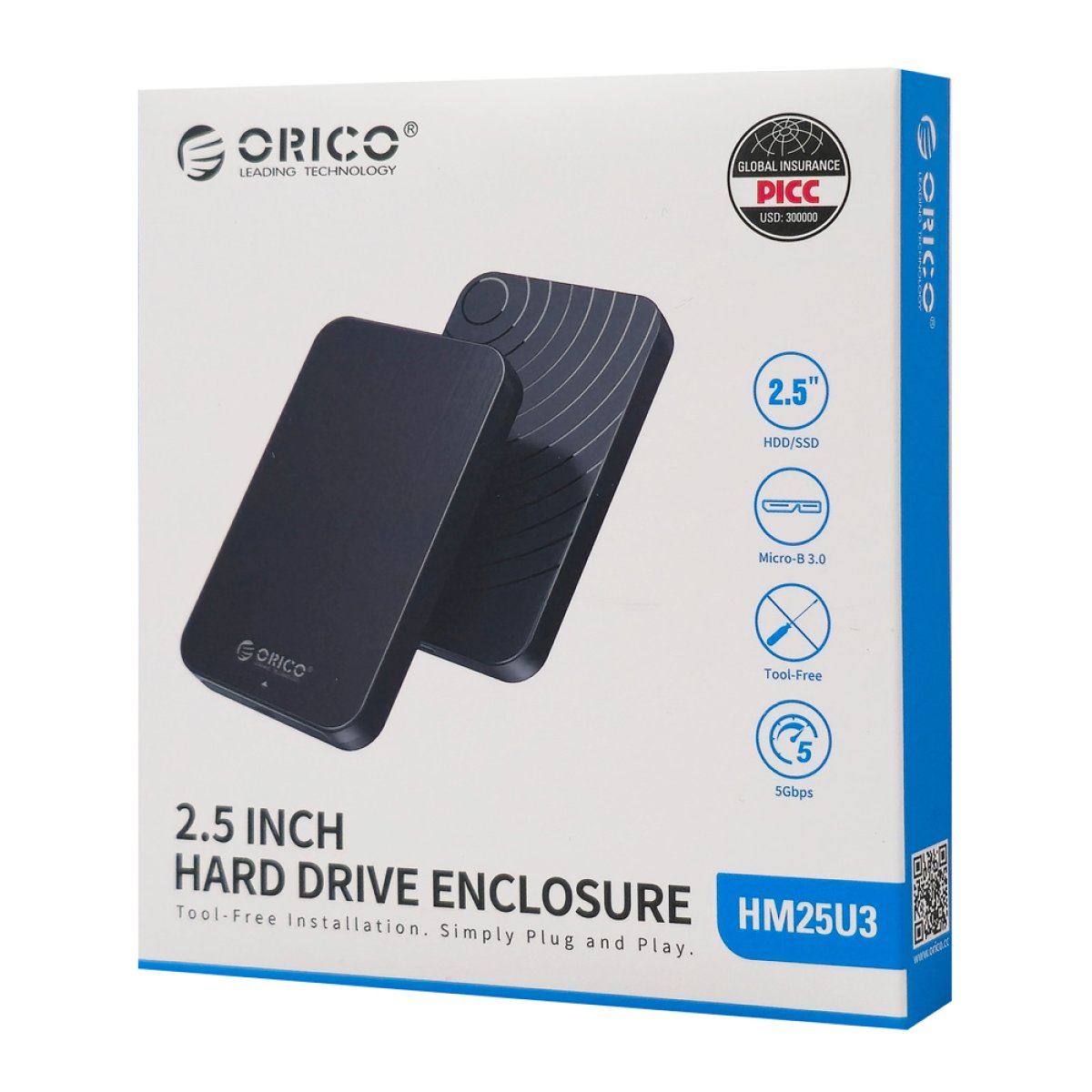 ORICO θήκη για 2.5" SATA HDD/SSD HM25U3, 5Gbps, μαύρη - Image 7