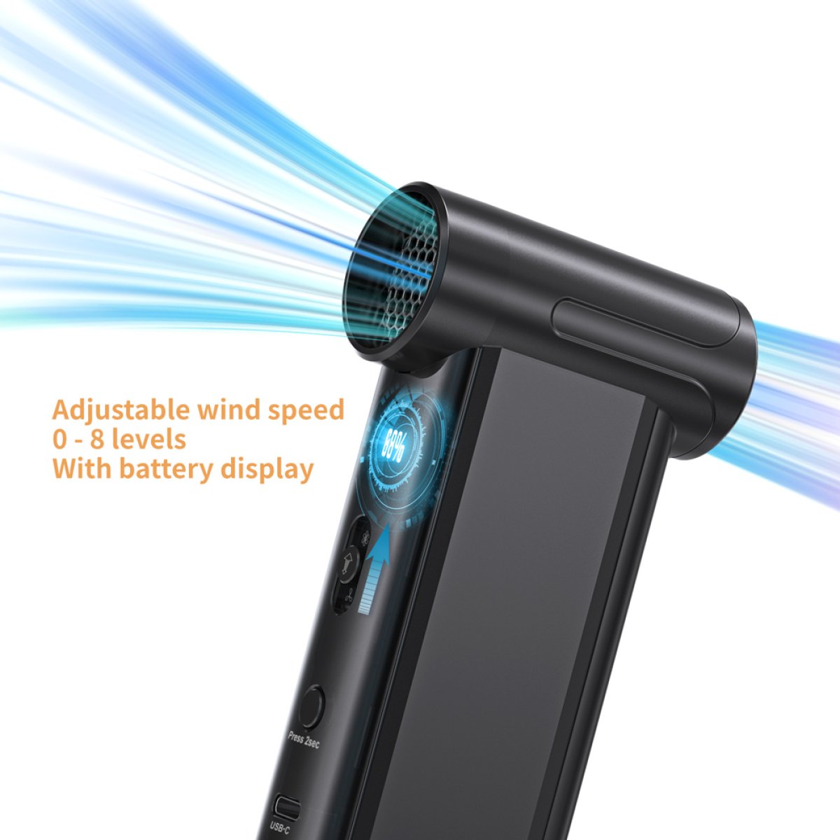 KNZ-AD51-1 KINZIR 2 σε 1 σκουπάκι χειρός & air duster AD51, 180W, 4000mAh, μαύρο - Image 2