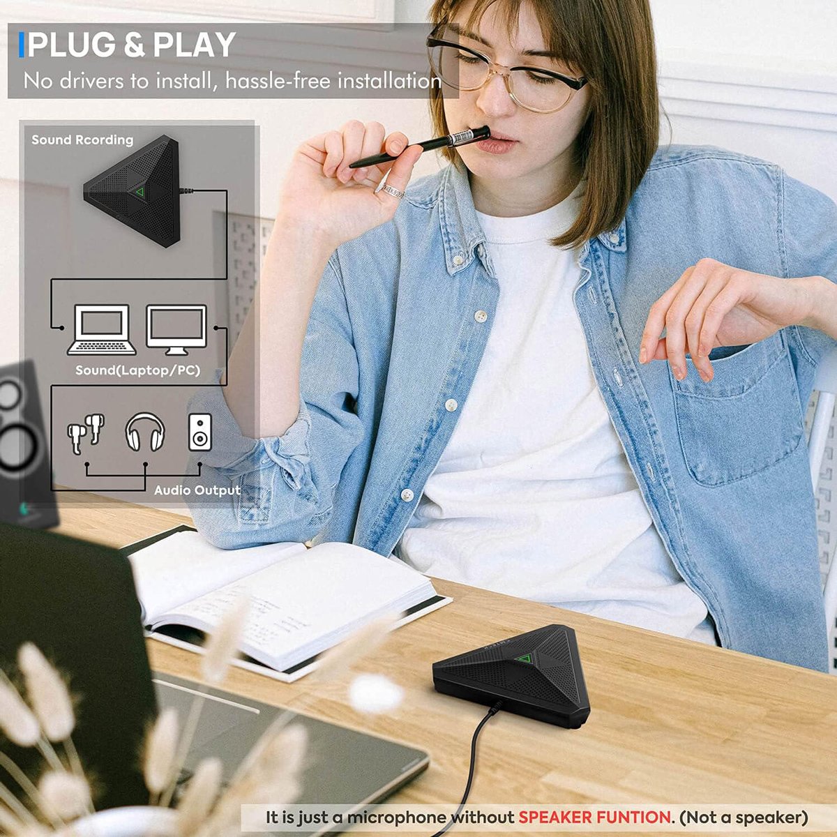 M001-1 CMTECK επιτραπέζιο μικρόφωνο M001, omnidirectional, USB, μαύρο - Image 2