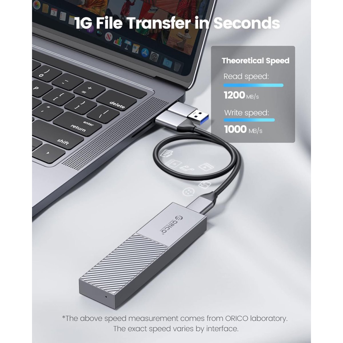 ORICO θήκη για M.2 NVME SSD M206C3-G2, 10Gbps, γκρι - Image 2