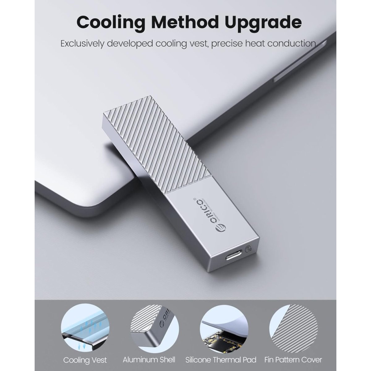 ORICO θήκη για M.2 NVME SSD M206C3-G2, 10Gbps, γκρι - Image 3