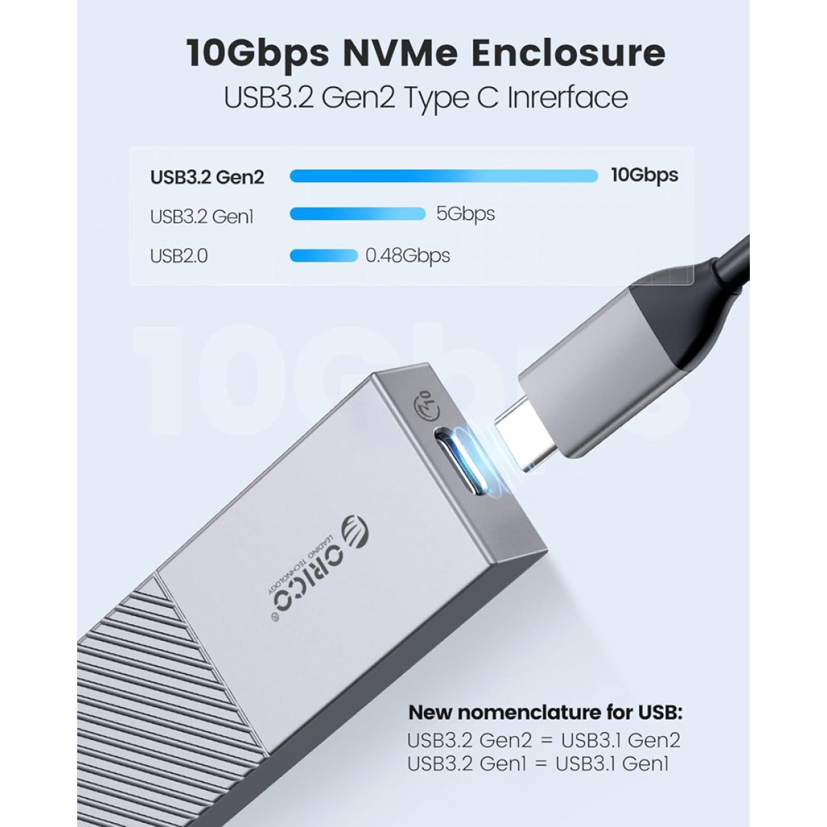 ORICO θήκη για M.2 NVME SSD M206C3-G2, 10Gbps, γκρι - Image 5