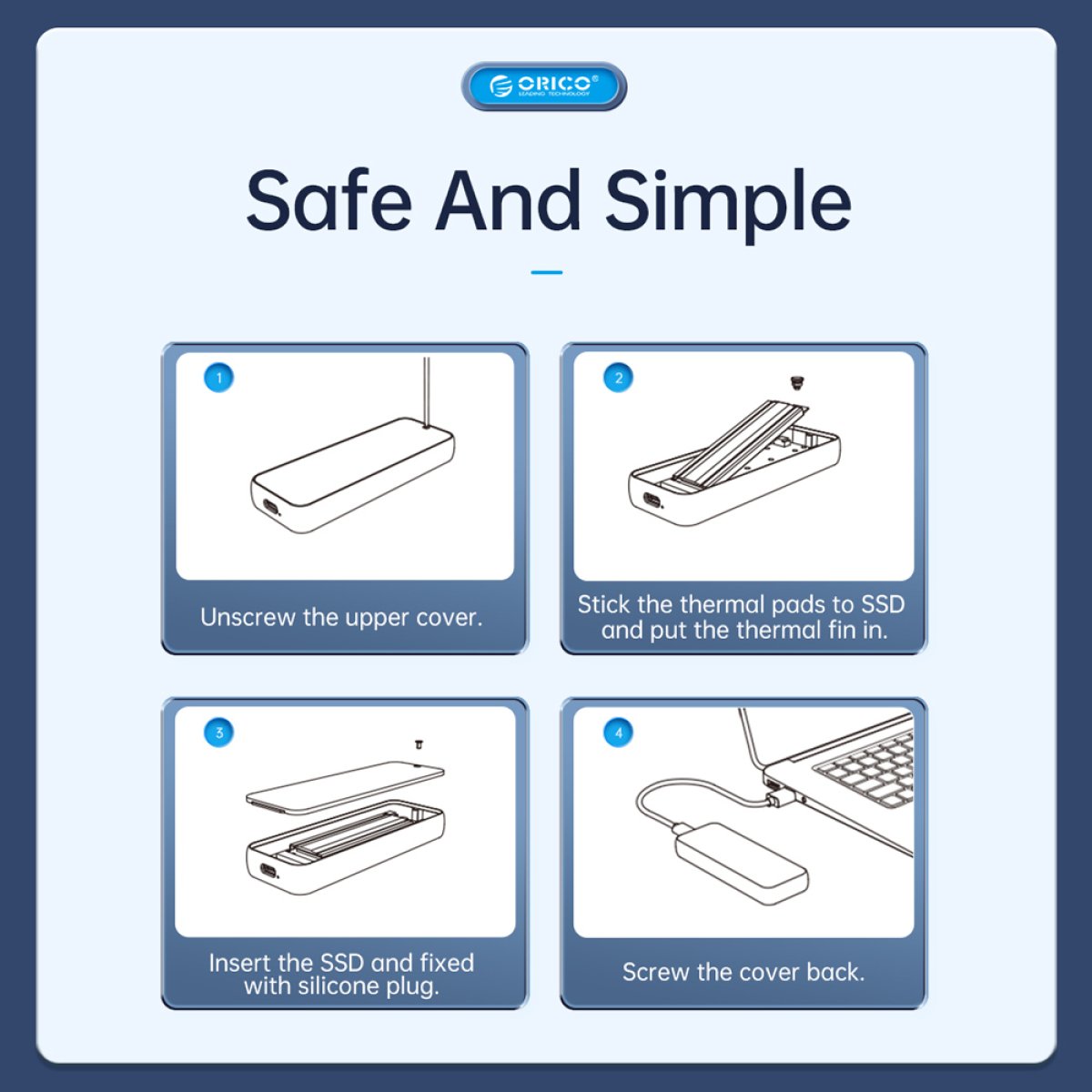 ORICO θήκη για M.2 NVME SSD M206C3-G2, 10Gbps, γκρι - Image 6
