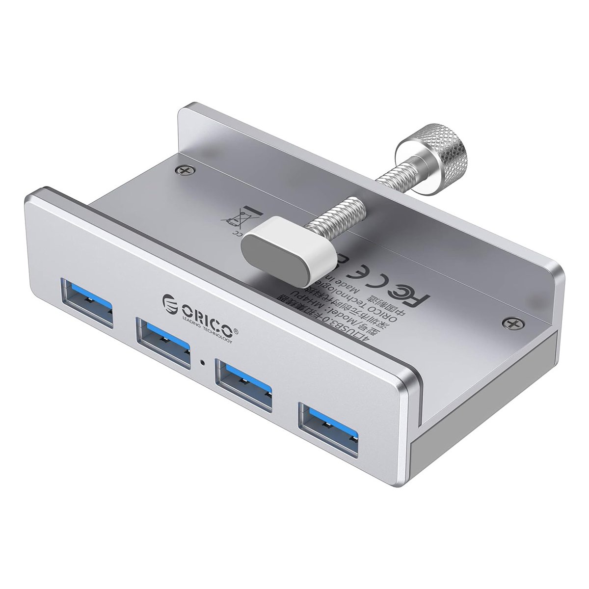 ORICO USB hub MH4PU-P με σφιγκτήρα, 4x θυρών, 5Gbps, USB σύνδεση, ασημί - Image 1